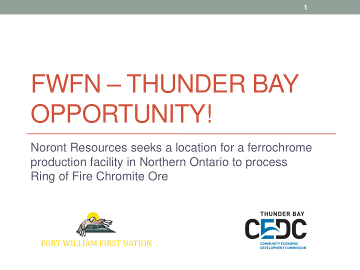 fwfn thunder bay opportunity