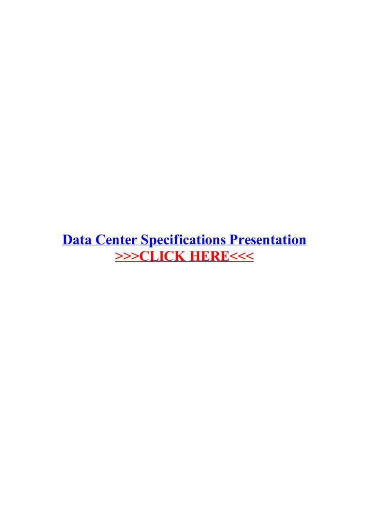 data center specifications presentation