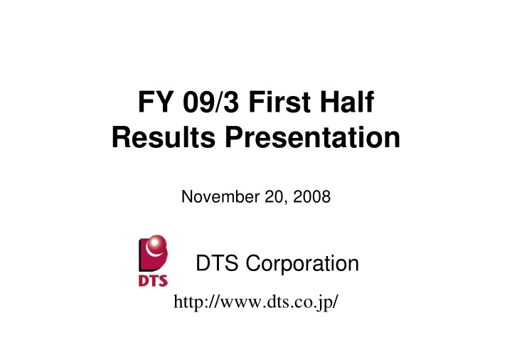 fy 09 3 first half results presentation