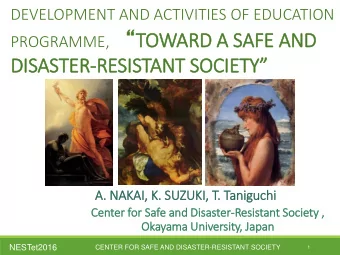 Contents  In  Introduction  Center for Safe and Disaster-Resistant Society  Education Programme,  ,