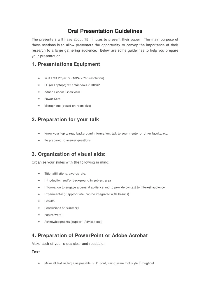 oral presentation guidelines