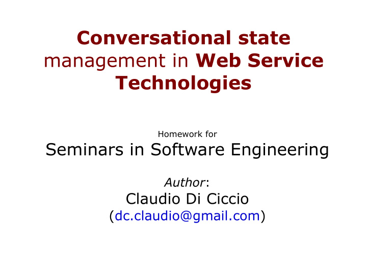 conversational state management in web service