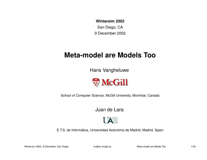 meta model are models too