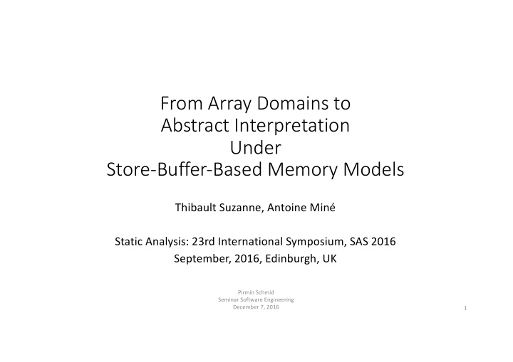 from array domains to abstract interpretation under store