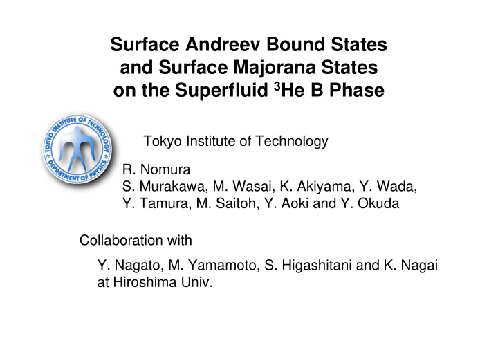 surface andreev bound states and surface majorana states