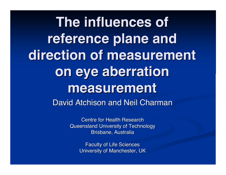 the influences of the influences of reference plane and