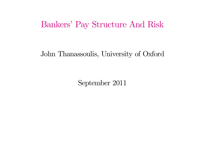 bankers pay structure and risk