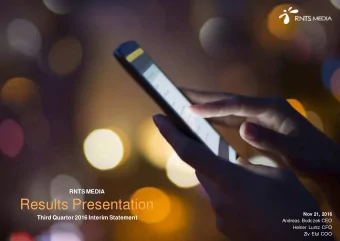 Results Presentation  Nov 21, 2016  Third Quarter 2016 Interim Statement  Andreas Bodczek CEO