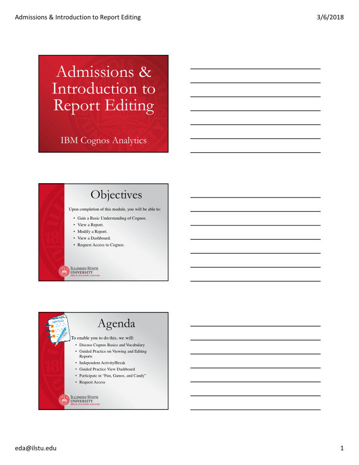 admissions introduction to report editing