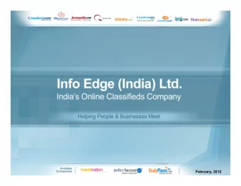 1  1  May, 2009  February, 2010  Safe harbor  Statements contained in this presentation concerning