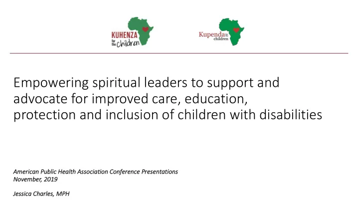 empowering spiritual leaders to support and advocate for