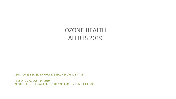 ozone health alerts 2019