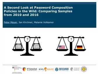 ?  ?  2016  2010  This talk  What it is about  Password Composition Policies (PCP)  Replication