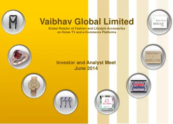 Investor and Analyst Meet  June 2014  Safe Harbor  Certain statements in this document may be