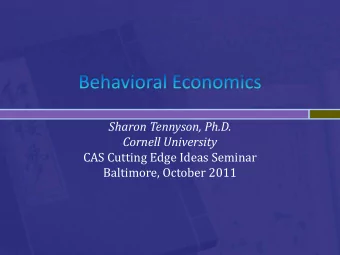 Baltimore, October 2011  Predictive modeling  Demand modeling and price optimization  New