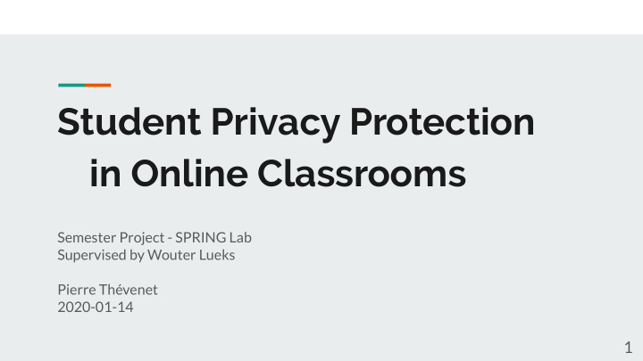 student privacy protection in online classrooms