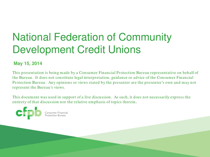 national federation of community development credit unions