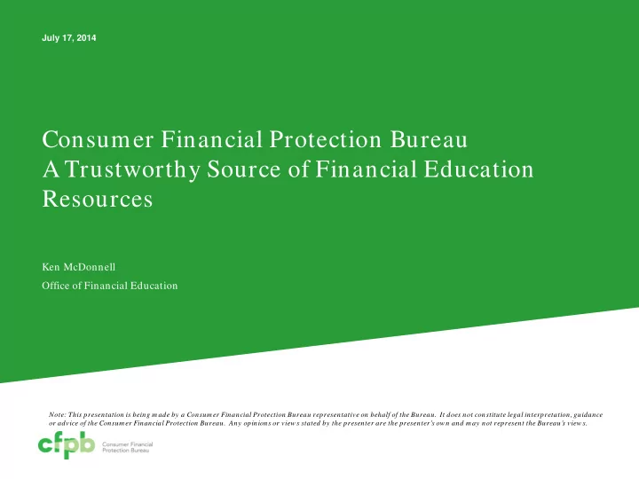 ken mcdonnell office of financial education note this