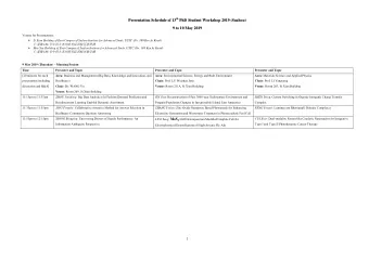 h  Pr  P  re  es  se  en  nt  ta  at  ti  io  on  n  S  Sc  ch  he  ed  du  ul  le  e  o  of  f  1