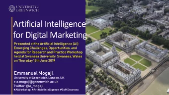 for Digital Marketing  Presented at the Artificial Intelligence (AI):  Emerging Challenges,