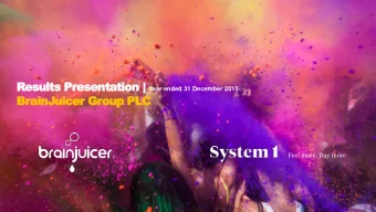BrainJuicer Group PLC  Feel more: Buy more  system1agency.com  @system1agency  Leading  Our five