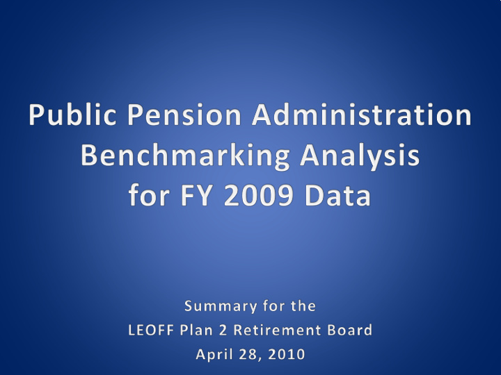 someone actually benchmarks public pension administration