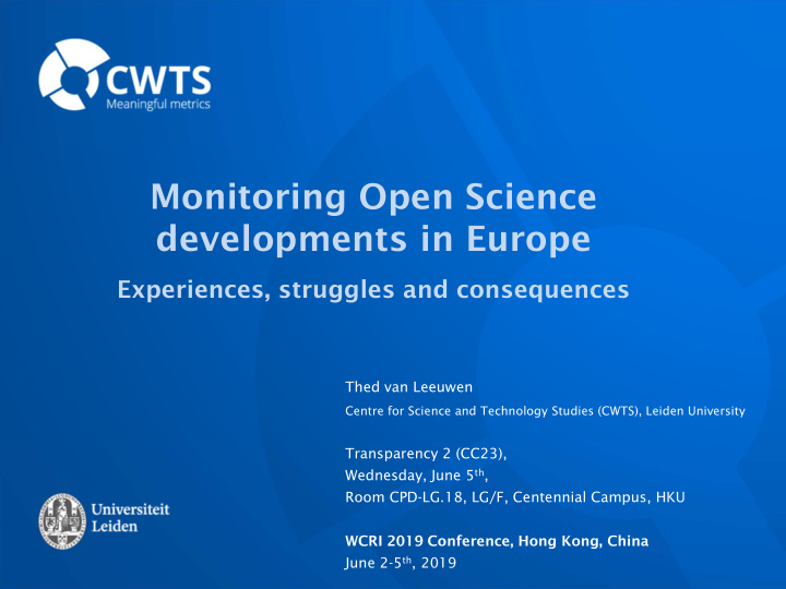monitoring open science developments in europe