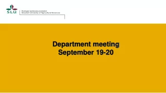 Department meeting  September 19-20  Agenda  19th of September  11.30-13.00  Session 1: