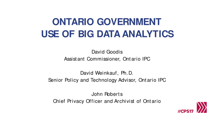 ontario government use of big data analytics