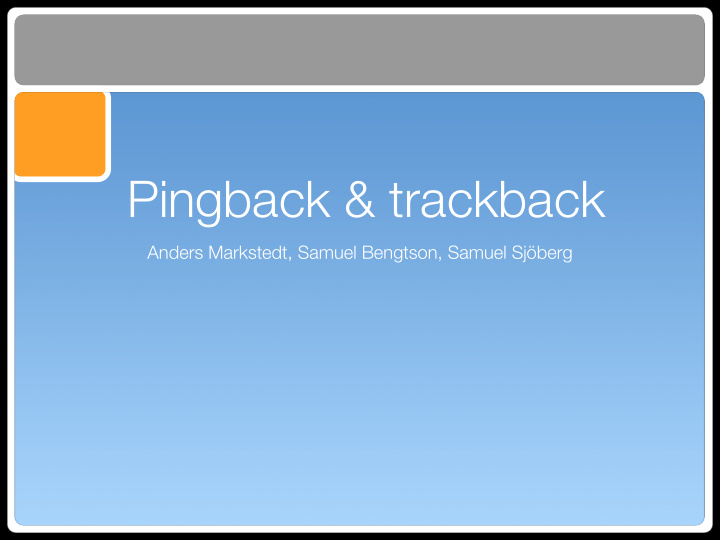 pingback trackback