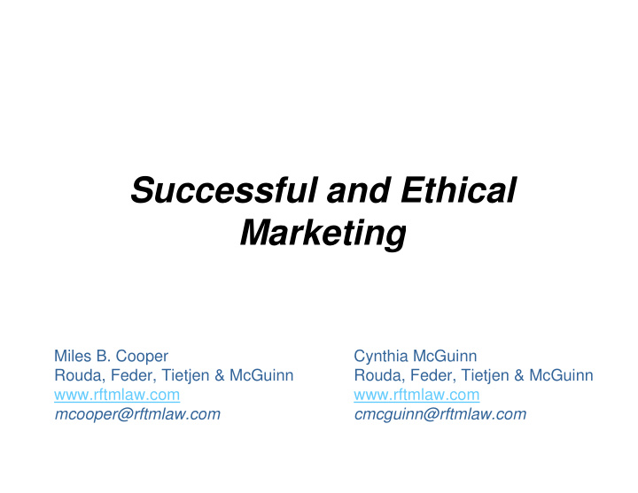 successful and ethical marketing
