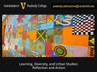 Learning, Diversity, and Urban Studies:  Reflection and Action  LDUS: Who are we?    The LDUS