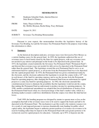 MEMORANDUM  TO:  Stephanie Schardin Clarke, Interim Director  State Board of Finance  FROM:  Sutin,