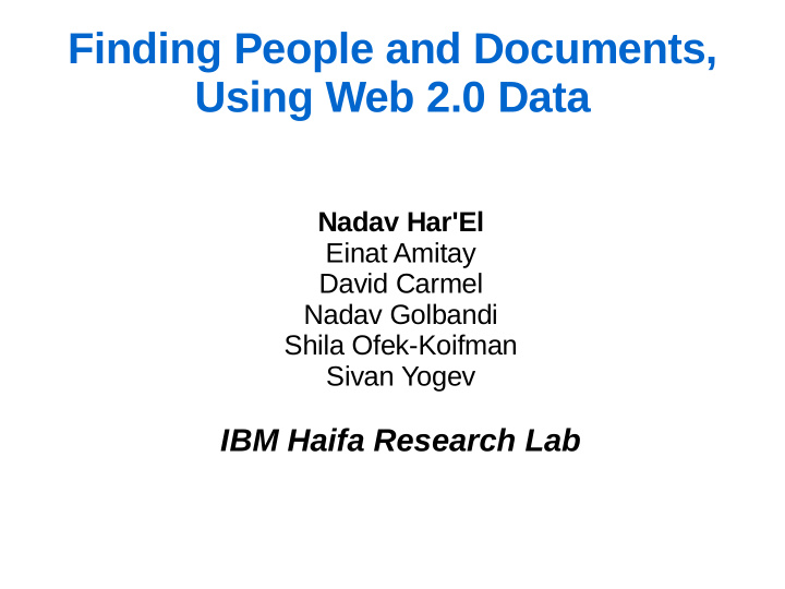 finding people and documents using web 2 0 data