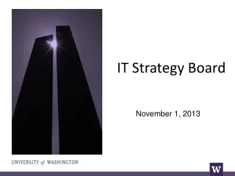 IT Strategy Board  November 1, 2013  Agenda  IT Strategy Board 2013-14 Agenda  Teaching and