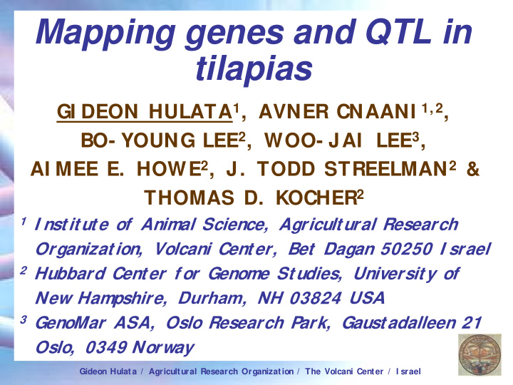 mapping genes and qtl in tilapias