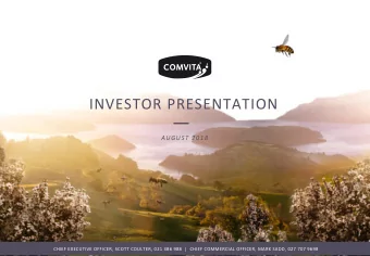 INVESTOR PRESENTATION  AUGUST 2018  CHIEF EXECUTIVE OFFICER, SCOTT COULTER, 021 386 988  |  CHIEF