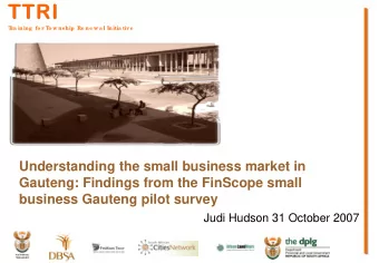 T  T  R  I  TT  TR  RI  I  T  T  ra ining  fo r T  o wnship  Re ne w a l Initia tive  Understanding