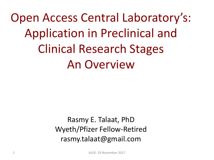 application in preclinical and
