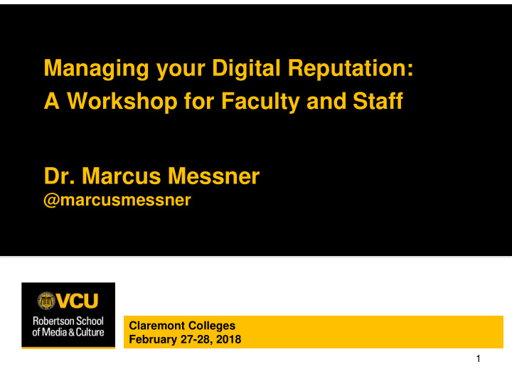 a workshop for faculty and staff dr marcus messner