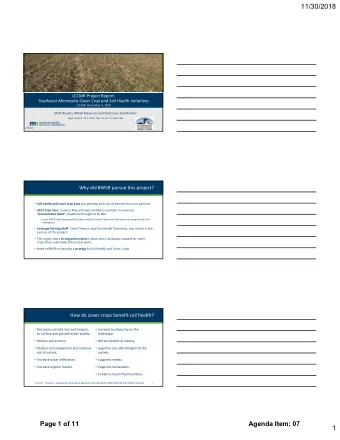 11/30/2018  LCCMR Project Report:  Southeast Minnesota Cover Crop and Soil Health Initiatives