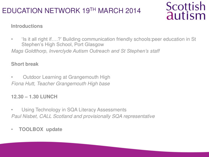 education network 19 th march 2014