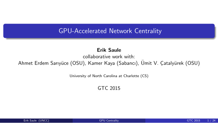 gpu accelerated network centrality