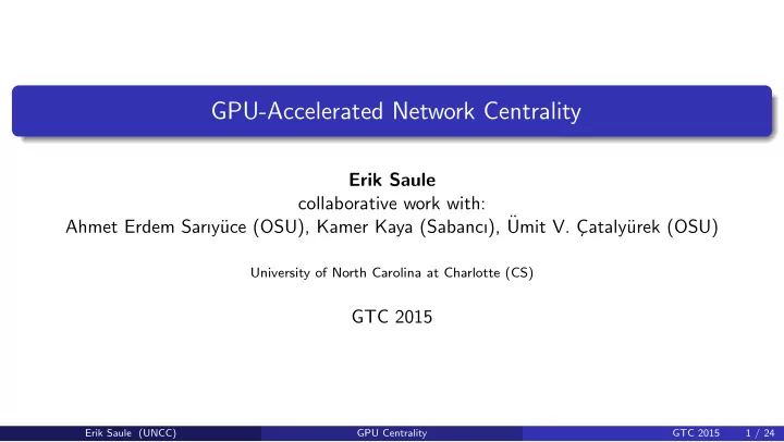 gpu accelerated network centrality