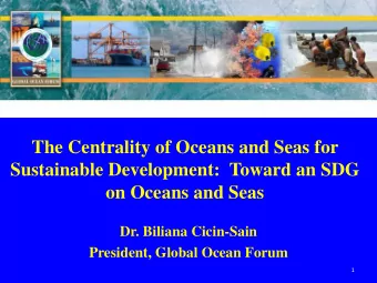 Sustainable Development:  Toward an SDG  on Oceans and Seas  Dr. Biliana Cicin-Sain  President,