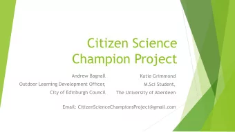 Citizen Science  Champion Project  Andrew Bagnall  Katie Grimmond  Outdoor Learning Development