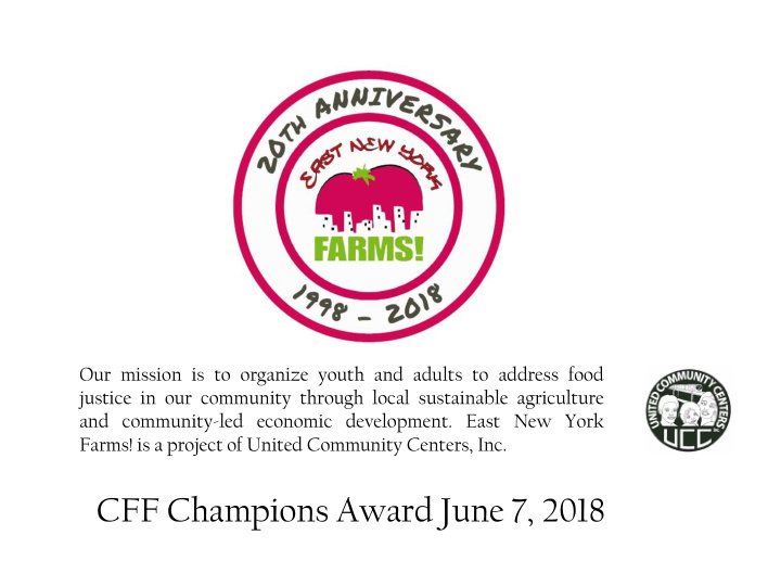 cff champions award june 7 2018 where we came from