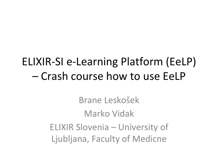 crash course how to use eelp