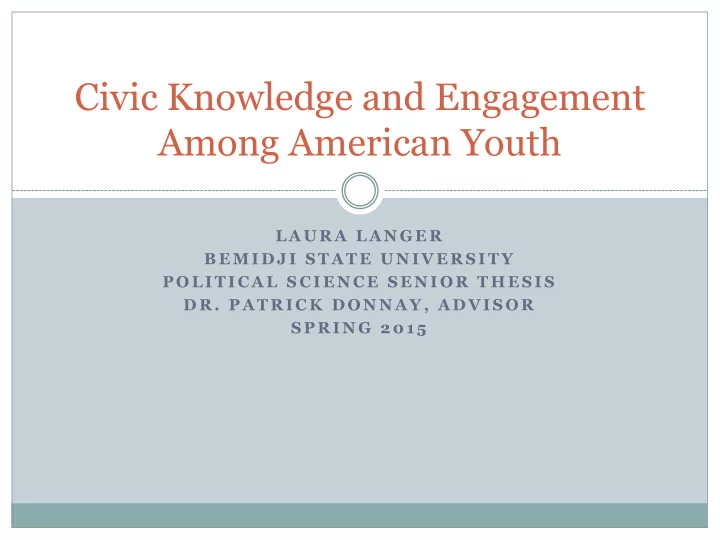 civic knowledge and engagement