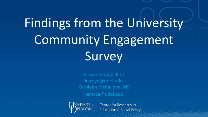 findings from the university community engagement survey